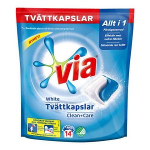 Tvättkapslar VIA White Clean+Care 14/FP