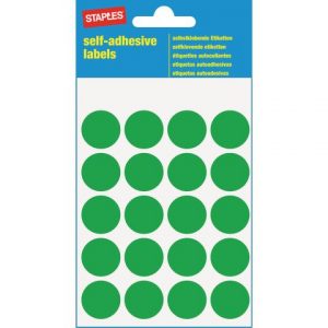 Etikett STAPLES 19mm grön färgsign100/F