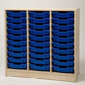 Förvaringshylla 30 backar blå