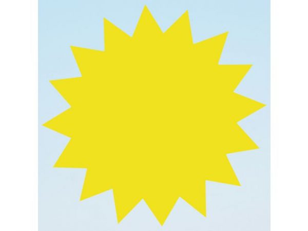 Textkartong stjärna gul 180mm 25/FP