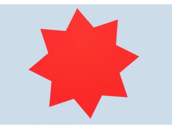 Textkartong stjärna röd 350mm 25/FP