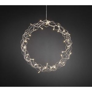 Krans varmvita LED metall silver 45cm