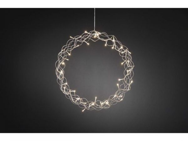 Krans varmvita LED metall silver 45cm