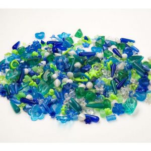 Plastpärlor mix blå/grön 1000/fp