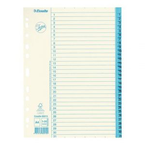 Pappregister JOPA A4 1-31 vit/blå