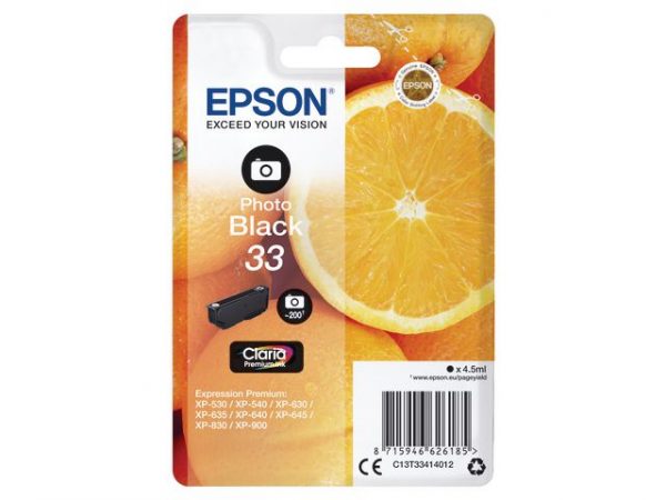 Bläckpatron EPSON C13T33414012 Svart