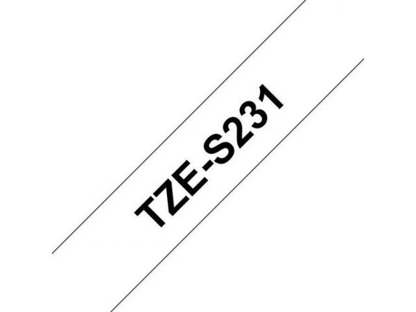Tape BROTHER TZES231 12mm svart på vit