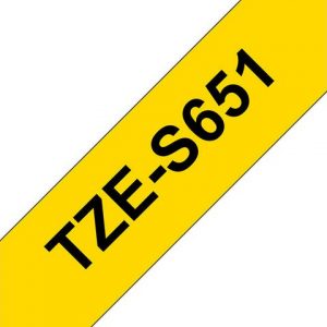 Tape BROTHER TZES651 24mm svart/gul