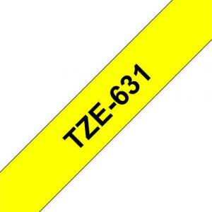 Tape BROTHER TZE631 12mm svart på gul