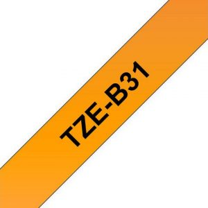 Tape BROTHER TZEB31 12mm svart på orange