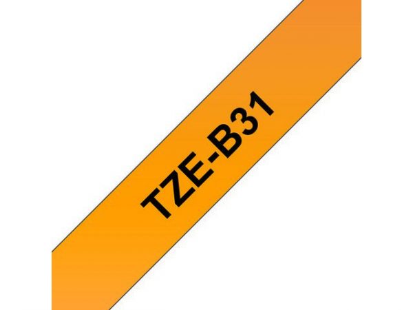 Tape BROTHER TZEB31 12mm svart på orange