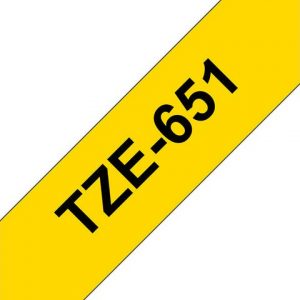 Tape BROTHER TZE651 24mm svart på gul