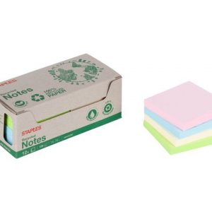Notes STAPLES recy 76x76mm Pastell 12/F