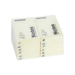Notes STAPLES 51x76mm gul
