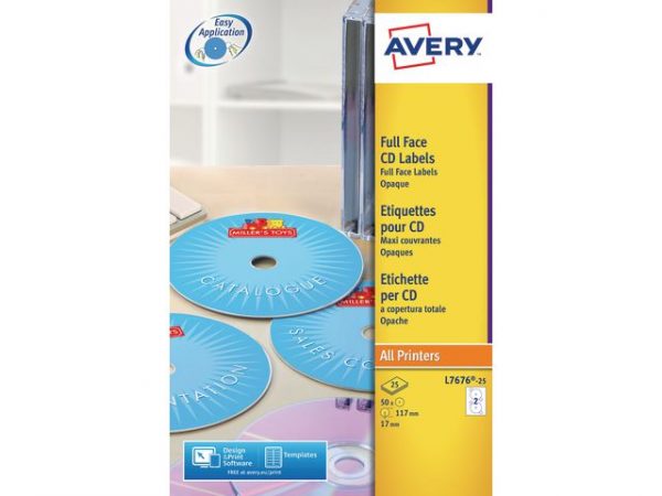 Etikett AVERY CD laser/inkjet 50/fp