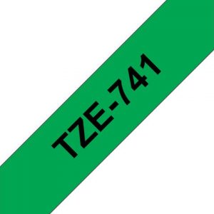 Tape BROTHER TZE741 18mm svart på grön