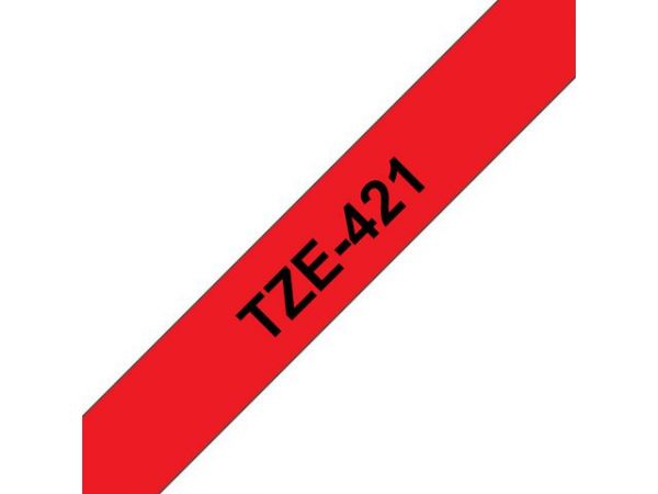 Tape BROTHER TZE421 9mm svart på röd