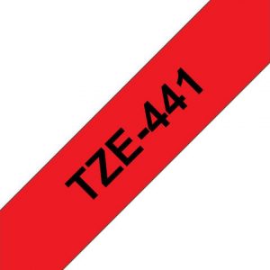 Tape BROTHER TZE441 18mm svart på röd