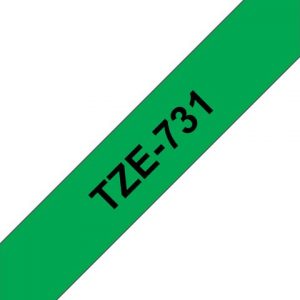 Tape BROTHER TZE731 12mm svart på grön