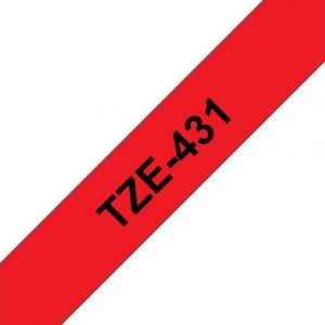 Tape BROTHER TZE431 12mm svart på röd
