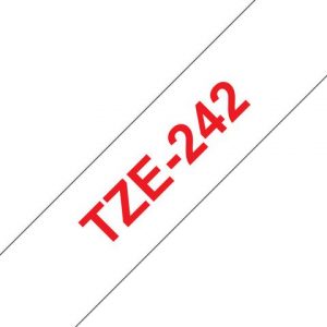 Tape BROTHER TZE242 18mm röd på vit