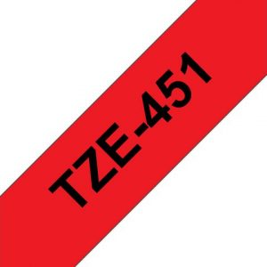 Tape BROTHER TZE451 24mm svart på röd