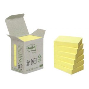 Notes POST-IT 100% recy 38x51mm gul 6/fp