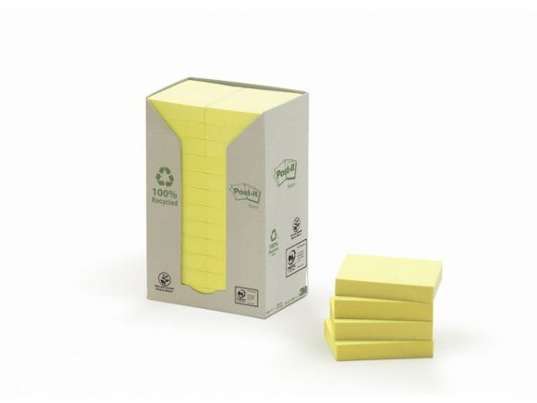 Notes POST-IT 100% recy 38x51 gul 24/fp