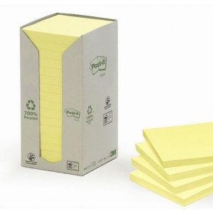 Notes POST-IT 100% recy 76x76 gul 16/FP