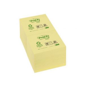 Notes POST-IT recycled gul 76x76mm