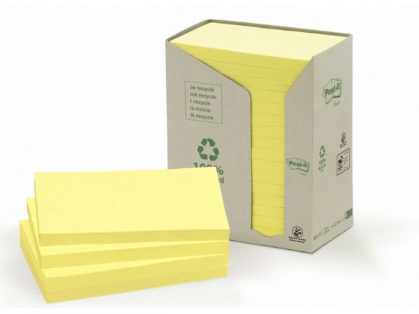 Notes POST-IT 100% recy 127x76 gul 16/fp