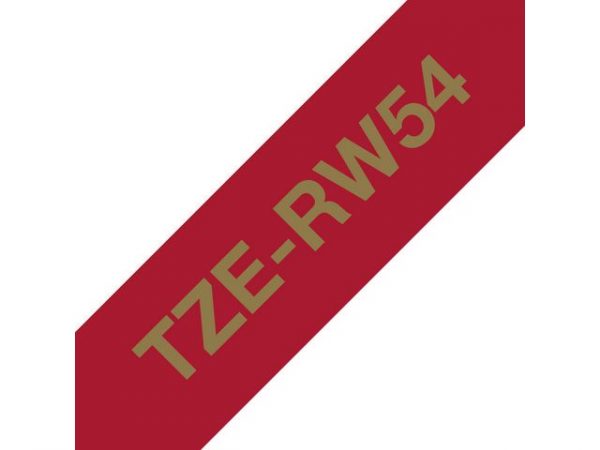 Tape BROTHER TZERW54 24mm guld på v-röd