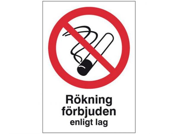 Skylt Rökning Förbjuden A4 Plast