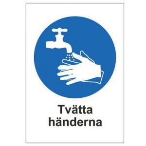 Skylt Tvätta Händerna A4 Plast