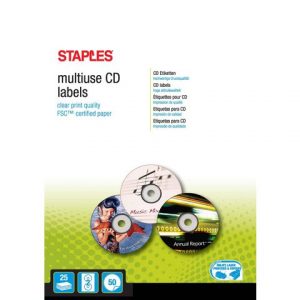 Etikett STAPLES CD/DVD vit 50/FP