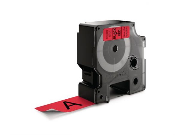 Tape DYMO D1 24mm svart på röd