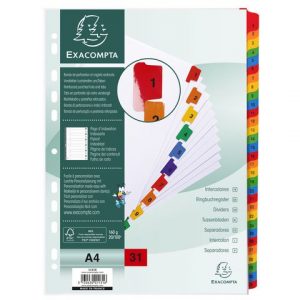 Kartongregister EXACOMPTA 1-31 multifärg