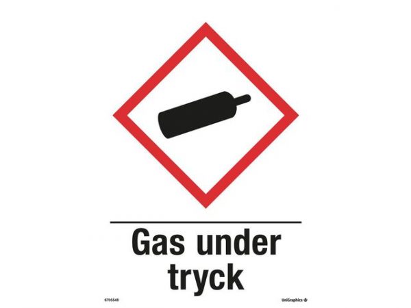 Skylt Gas under Tryck A4 Plast