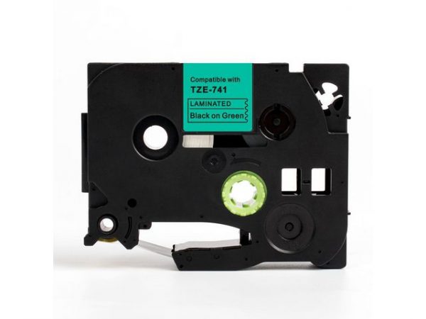 Tape 18mm TZe-741 svart på grön