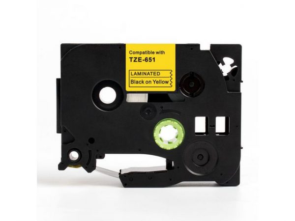 Tape 24mm TZe-651 svart på gul