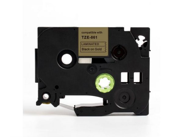 Tape 36mm TZe-861 svart på guld