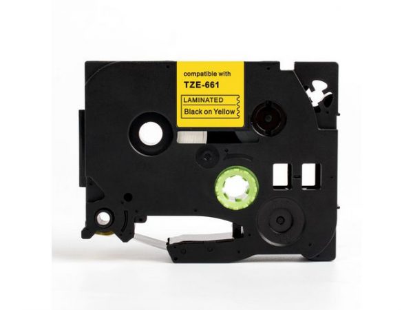 Tape 36mm TZe-661 svart på gul