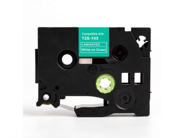 Tape 18mm TZe-745 vit på grön