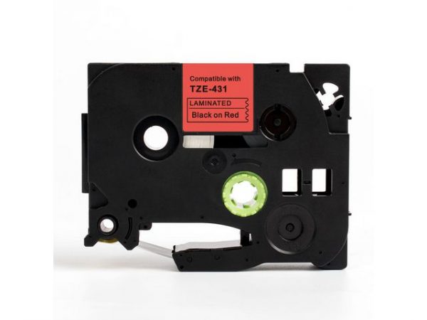Tape 12mm TZe-431 svart på röd