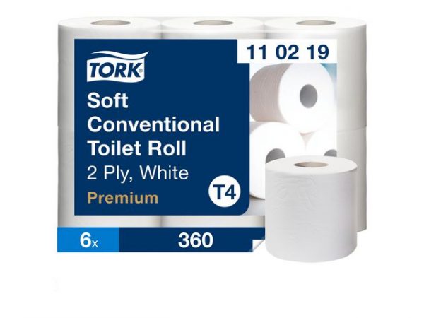 Toalettpapper TORK Pre T4 2-lag vit 6/fp