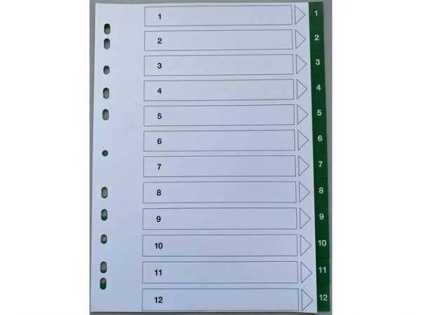 Plastregister PLASTOREG A4 1-12 grön fl.