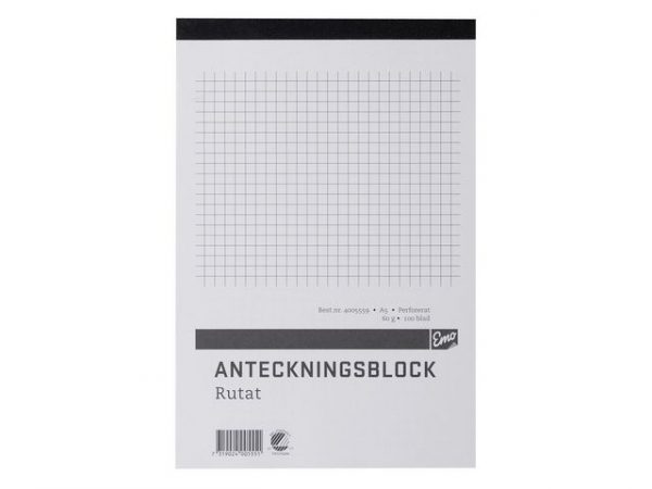 Anteckningsblock A5 100 blad perf rutat