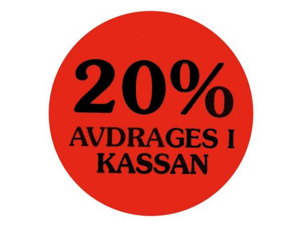 Etikett 20% avdrages i kassan 2000/RL