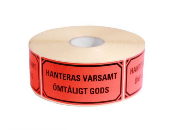 Varningsetikett Hanteras varsamt 1000/rl