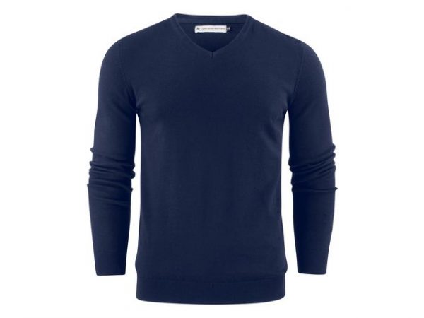 Finstickad tröja JH v-ringad navy 4XL